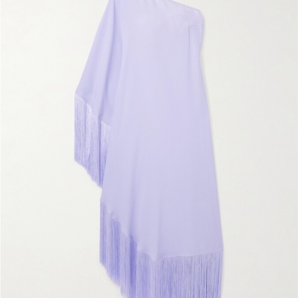 Taller Marmo Spritz One-sleeve Fringed Crepe Gown - Purple - Picture 3 of 10